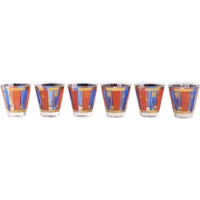 Vintage Georges Briard Signed Low Ball Glasses Set of 6 Mid-Century Modern, Barware