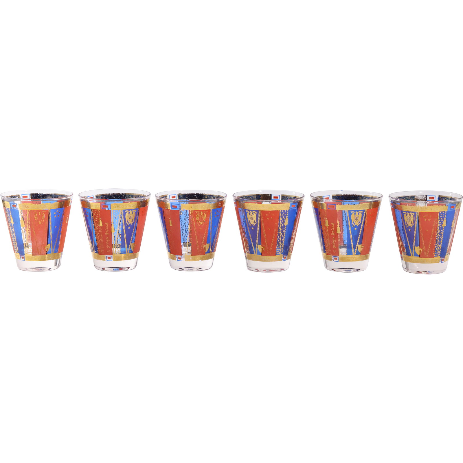 Vintage Georges Briard Signed Low Ball Glasses Set of 6 Mid-Century Modern, Barware (1 of 15)