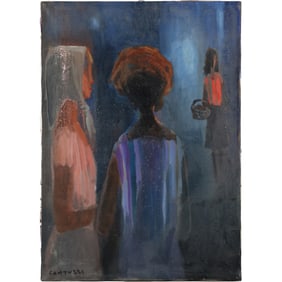 Elaino Fantuzzi (1909 - 1987) France / Italy, Modernism Figures Oil on Canvas Painting Signed