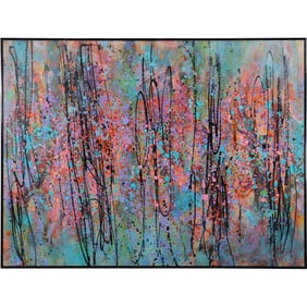 Roberta Cross, Philadelphia Pa, Abstract Acrylic on Canvas Painting titled "Awakening", Label Verso