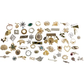 Estate Grouping 60 Pieces Assorted Costume Fashion Jewelry Pins - Variety - SEE PICTURES