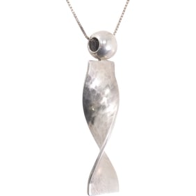 .925 Sterling Silver Twist Pendant 2 3/4 in. x 5/8 Mexico Necklace on .925 Sterling CIX 20 in. Chain