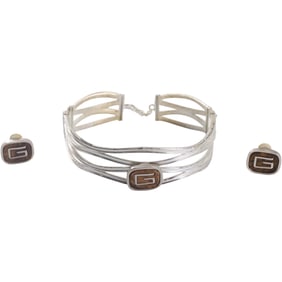 GIVENCHY Paris New York Set Wide Collar Necklace and Clip-on Earrings