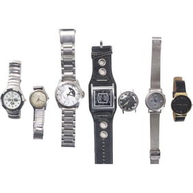 7 Assorted Vintage Wristwatches: Skagen Denmark, Timex, Imagine Diesel Time, Continental,