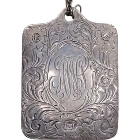 Sterling Silver Engraved Mirror Pendant Necklace on a 32 inch Chain