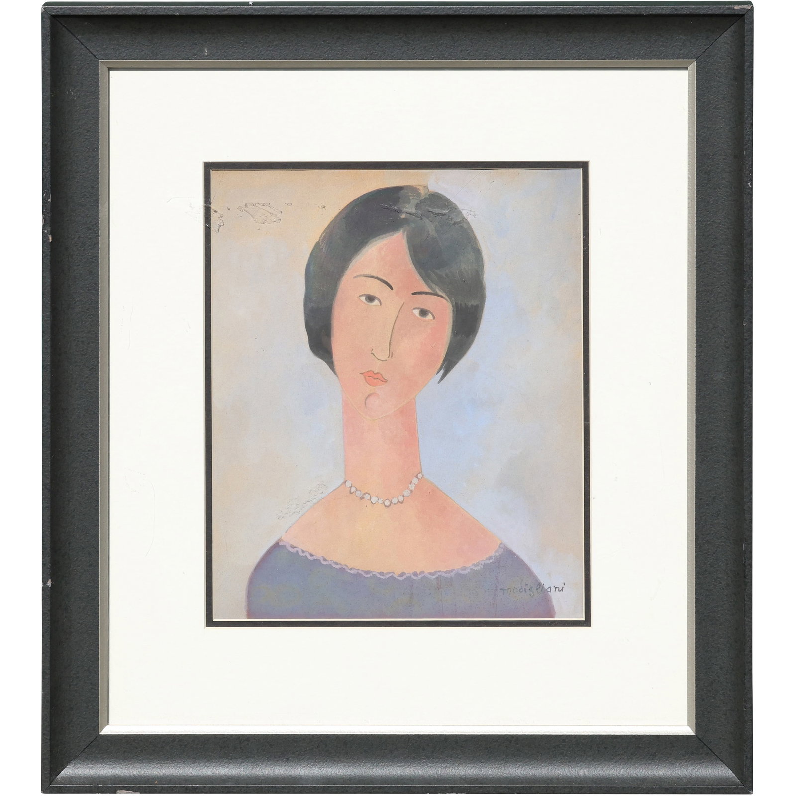 Amedeo Modigliani, Vintage Framed Print, Portrait of a Woman, Signed in Plate Lower Right (1 of 9)