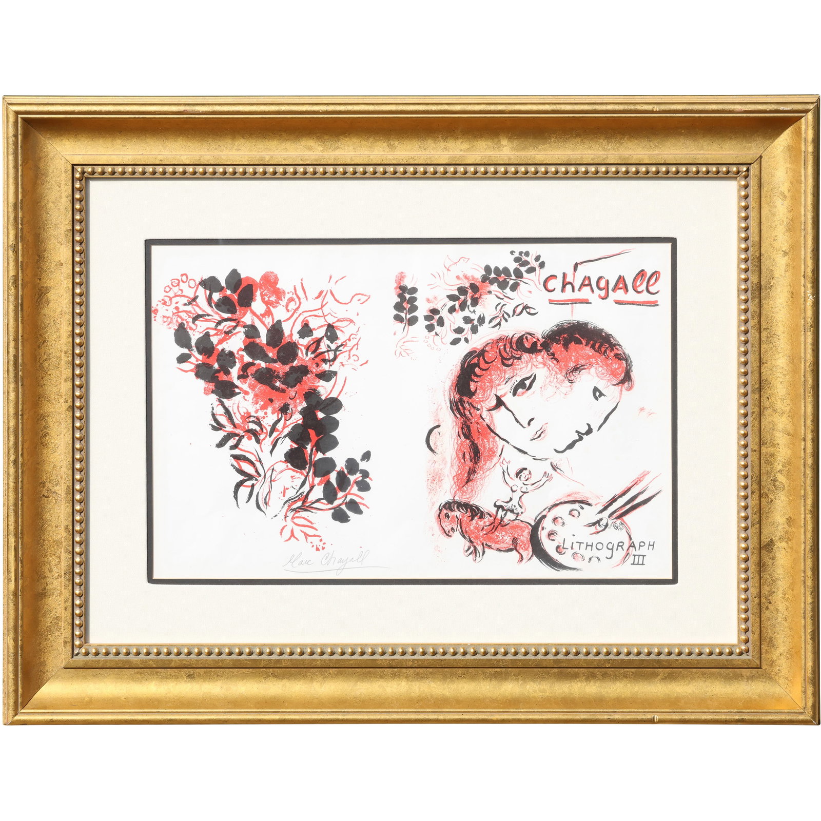 Lithograph titled "Lithographe III" by Marc Chagall, created as the cover for the book , Signed (1 of 11)