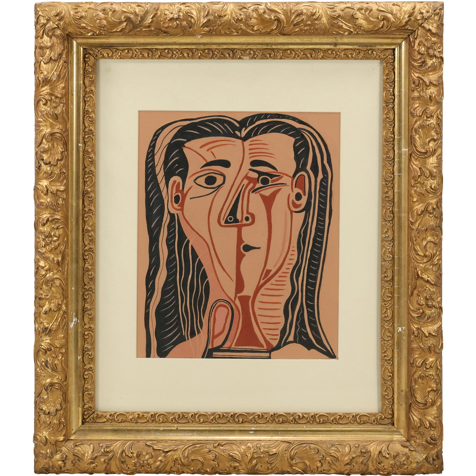 after PABLO PICASSO (1881-1973), Jacqueline au Bandeau de Face Oil Painting Framed (1 of 10)