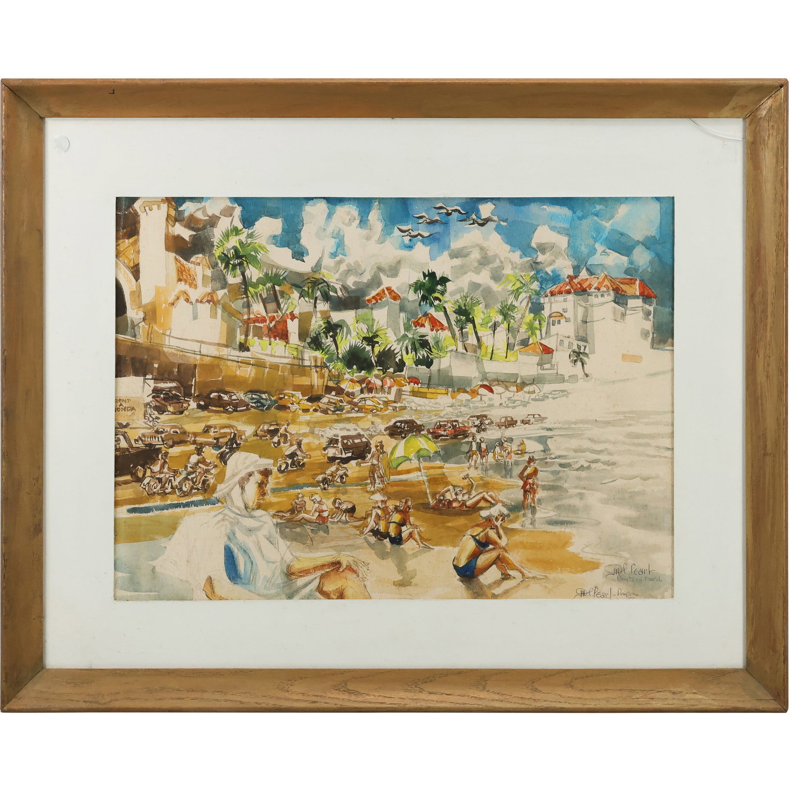 MOSES PEARL [1917-2003 American], FRAMED WATERCOLOR PAINTING "DAYTONA, FLORIDA" (1 of 12)