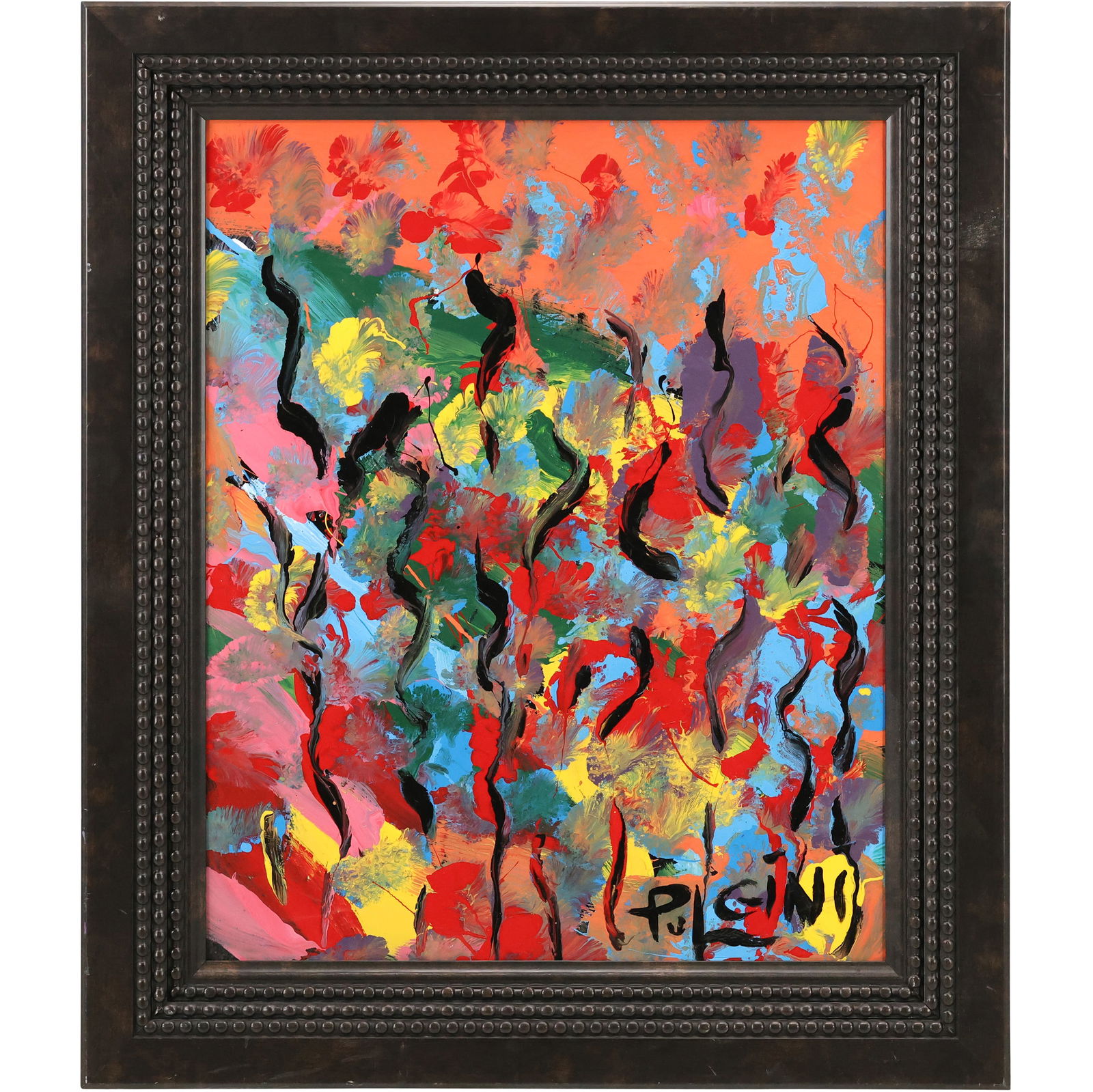 Thomas Pulgini, American, Pop-Art Abstract Oil on Board Painting Expressionism, Signed (1 of 13)