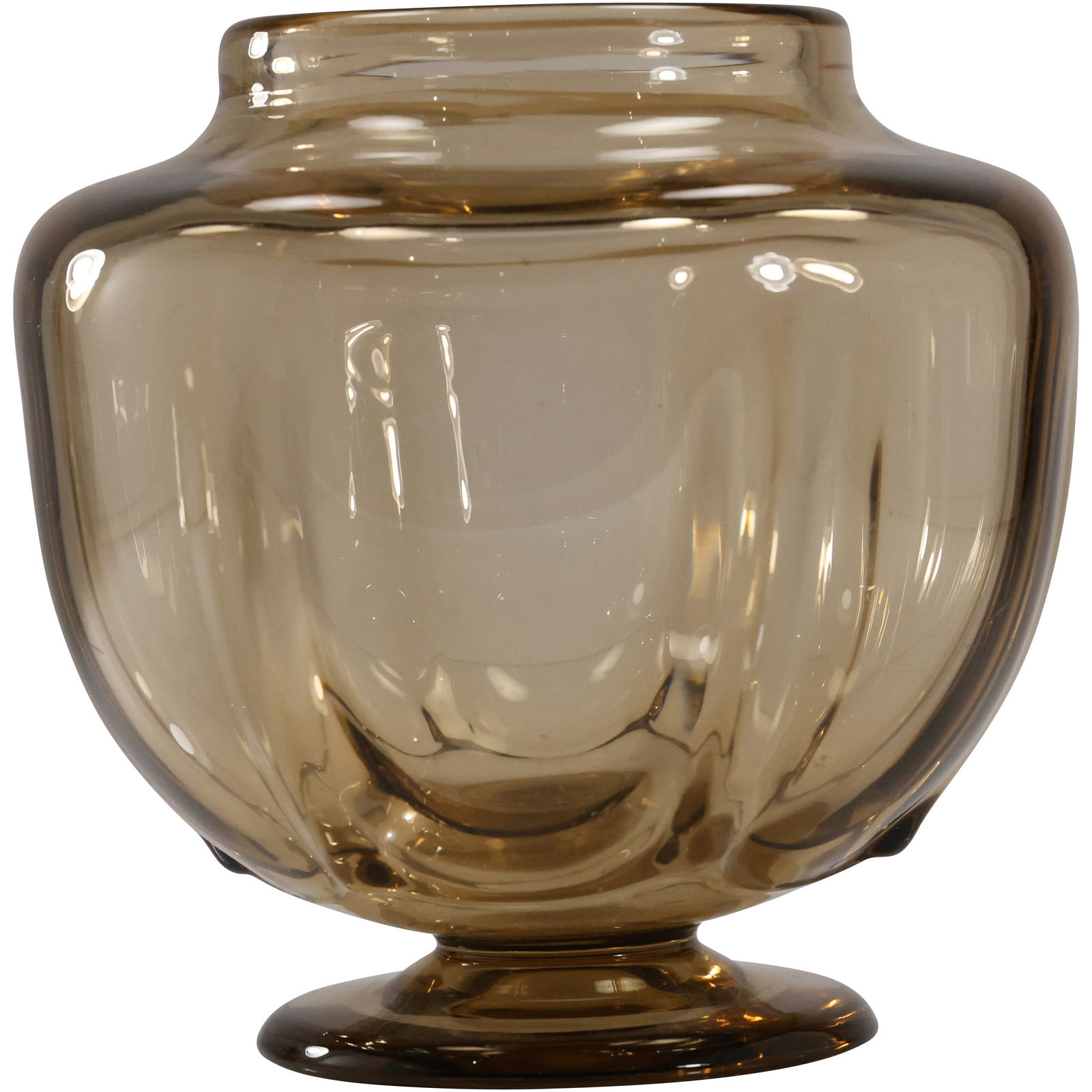 Quality Brownish Amber Glass Pedestal Base Vase, possibly Steuben, 8 in. height x 6 in. wide (1 of 19)