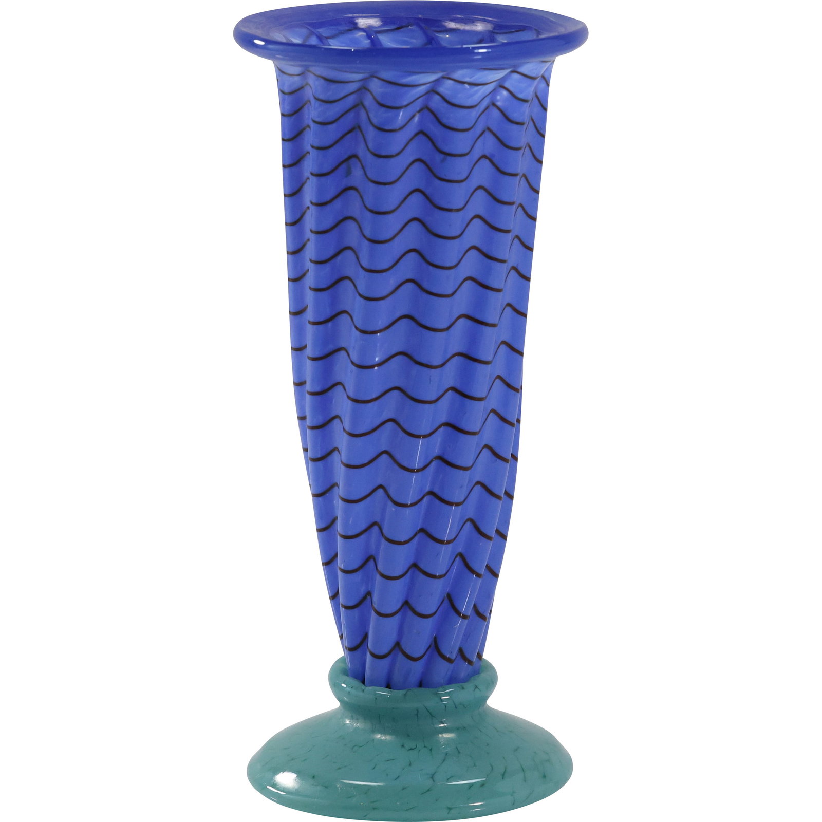 Signed ANDREW MAGDANZ (B. 1951) ART GLASS VASE Blue to Green, 5 in. height: Signed ANDREW MAGDANZ (B. 1951) ART GLASS VASE Blue to Green, 5 in. height. size:5h x 3w ; BiographyAndrew Magdanz studied with Harvey K. Littleton at the University of Wisconsin where he received bot