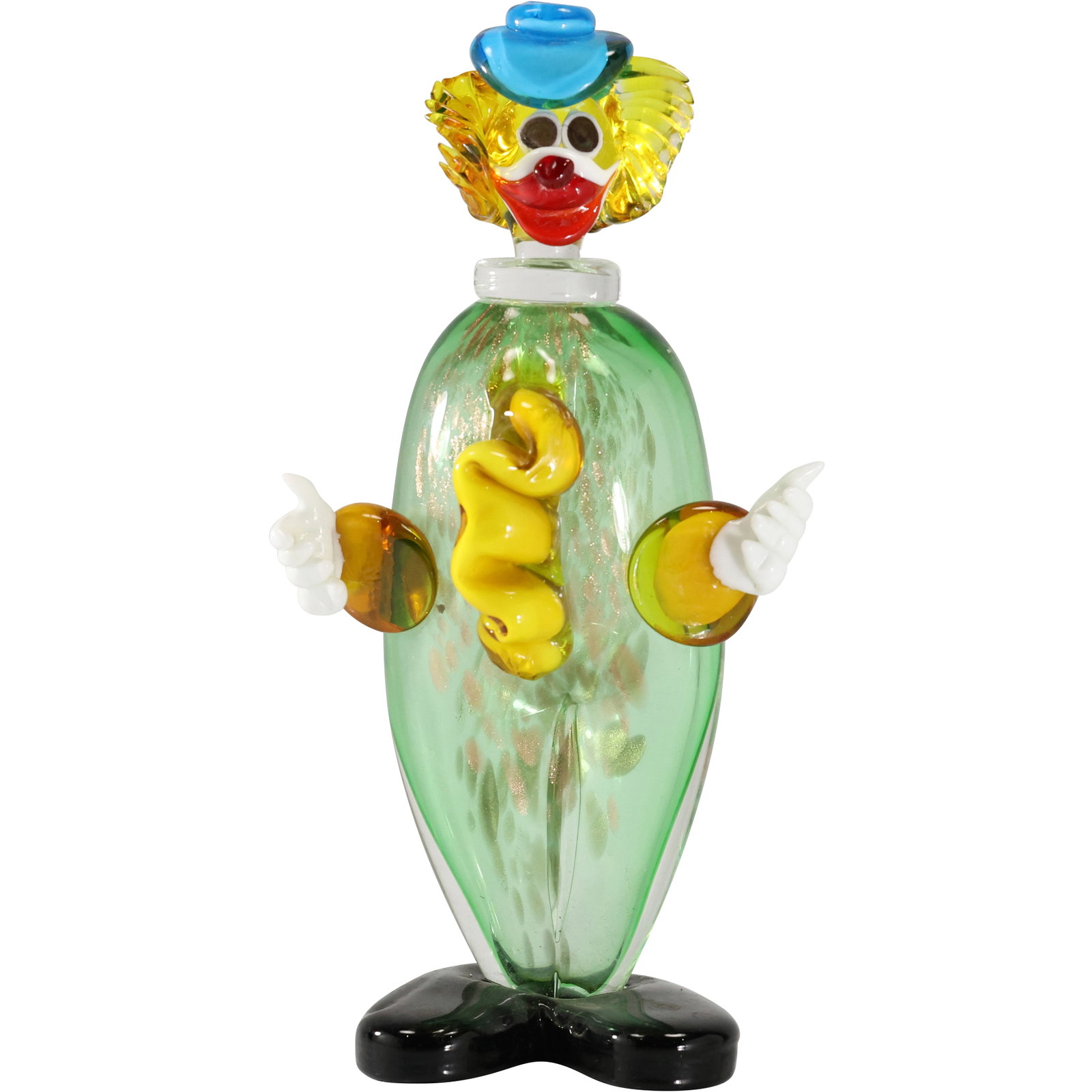 Colorful Murano Italian Art Glass CLOWN DECANTER Figural Bottle 13 in. height x 5 in.wide: Colorful Murano Italian Art Glass CLOWN DECANTER Figural Bottle 13 in. height x 5 in.wide. size: 13h x 5w