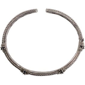 .925 Sterling Silver Judith Ripka Rope Twist Cuff Bracelet with 16 Sapphires, 18 grams total weight