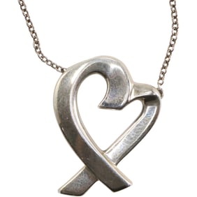 TIFFANY & CO, Paloma Picasso, .925 Sterling Silver Loving Heart Necklace on 19 in. Paloma Picasso