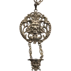 57.2 grams marked 800 Italy Ely Coppini Satyr Pendant Chatelaine 27 in. x 4 in. x 2 in.