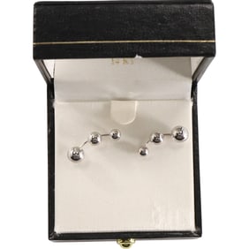 14K WHITE GOLD Earrings, 3 Graduated Balls, 3/4 in. x 1/4 in.