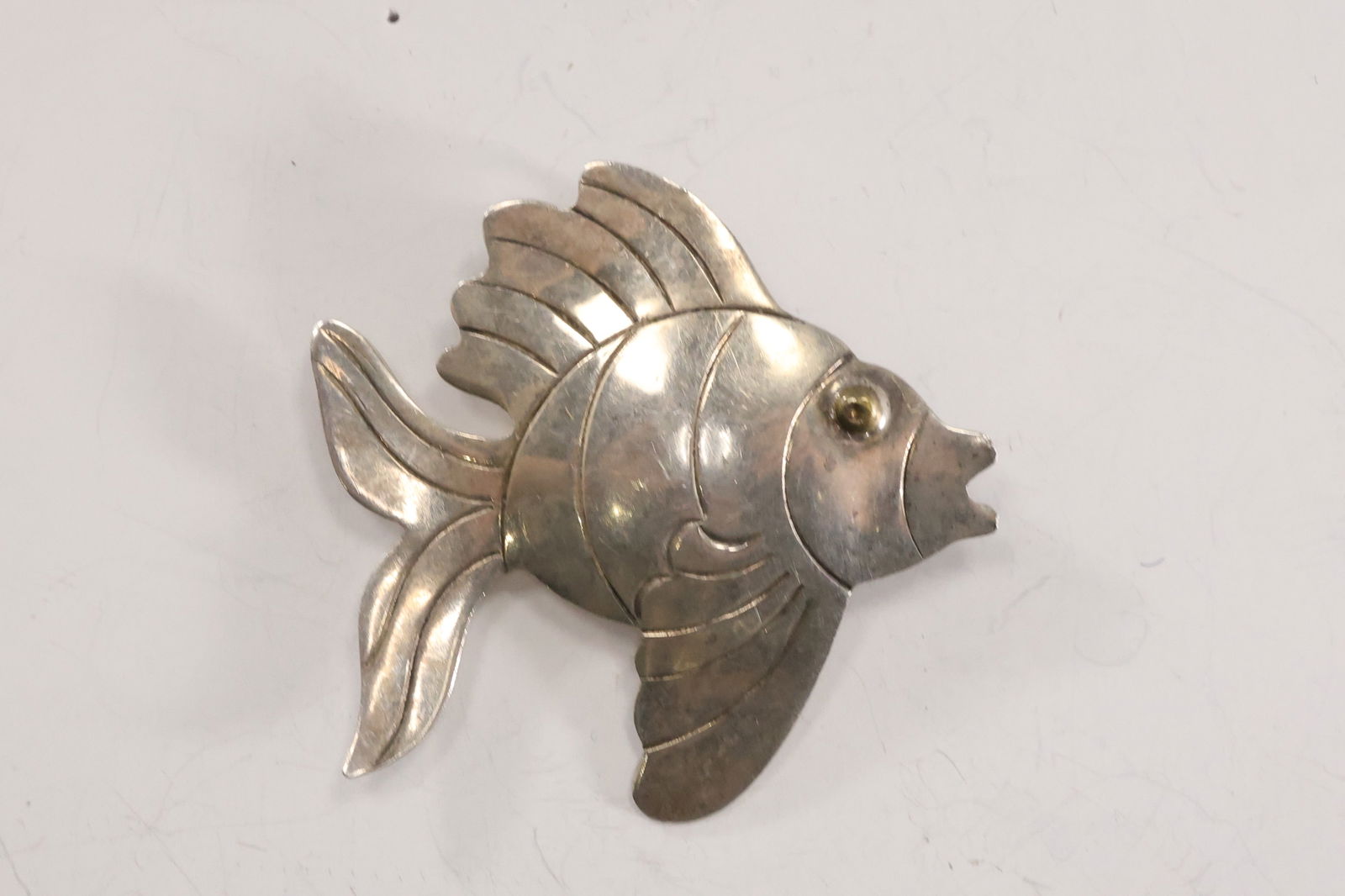.925 Sterling Silver 15.8 grams TM-155 Mexico TM CIL Fish Pin / Pendant 2 1/2 in. x 2 in. (1 of 20)