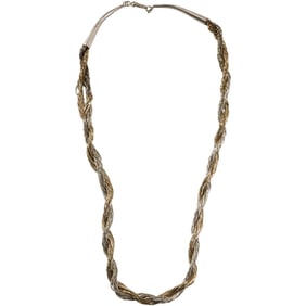18.2 grams Sterling Silver with Rays Symbol, 2-Tone Liquid Necklace, 20 in. x 1/4 in.