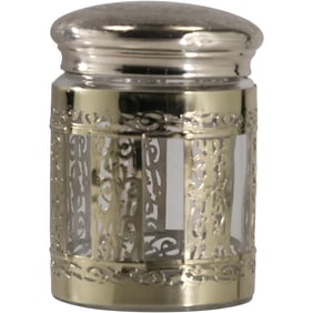 German Silver Overlay Covered Glass Jar 6 in. height x 6 in. wide