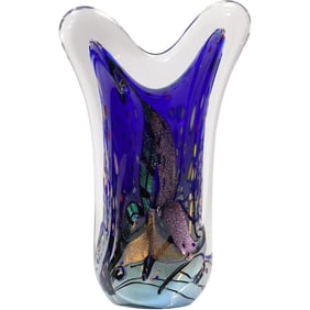 Signed ROLLIN KARG DICHROIC FREEFORM Art GLASS SCULPTURE Large 17 inches height x 8 in. wide