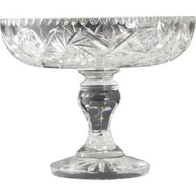 American Brilliant Cut Glass Large Stemmed Compote 9 in. height x 11 in. diameter