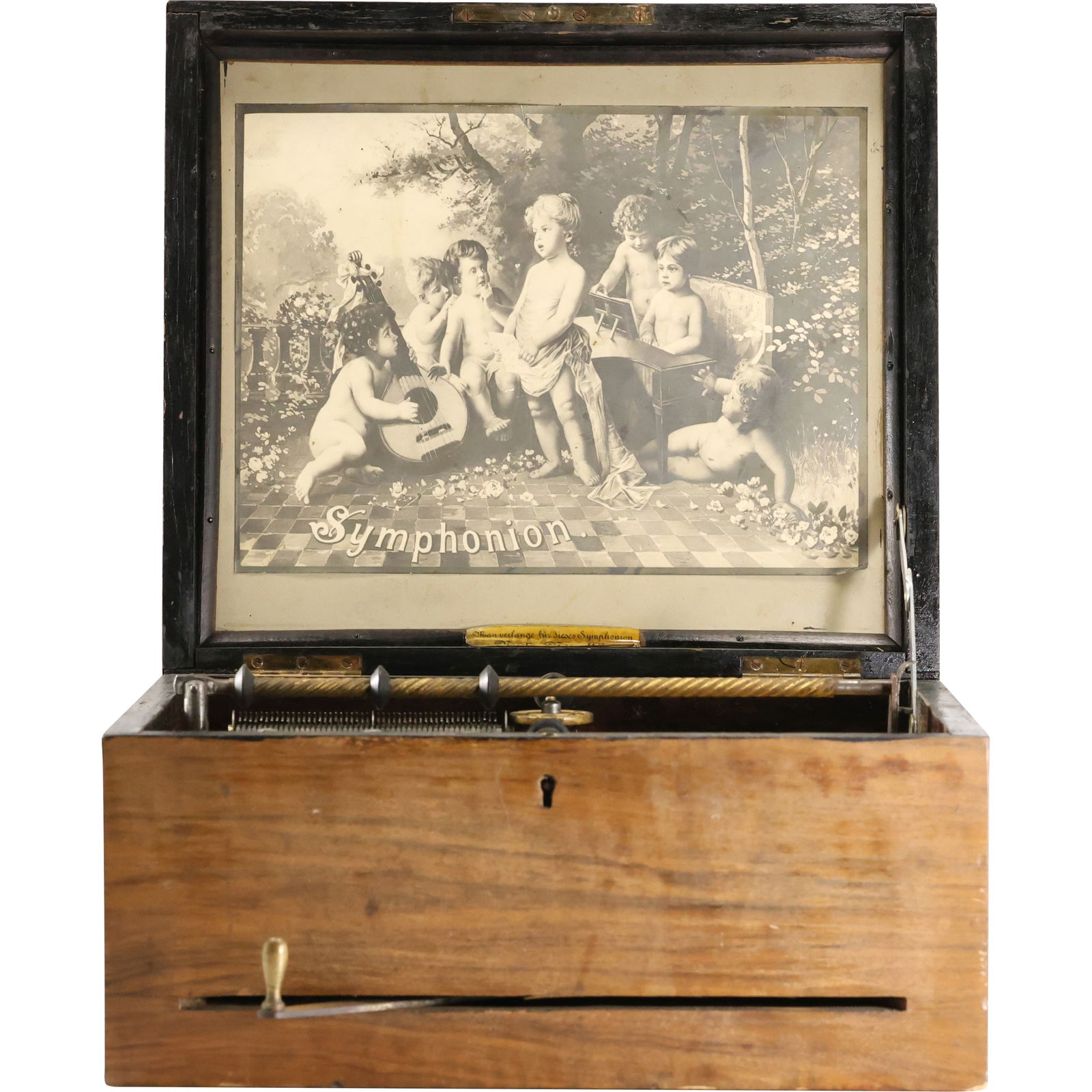 Antique SYMPHONION Walnut Case MUSIC BOX without Discs 7 in. height x 11 in wide: Antique SYMPHONION Walnut Case MUSIC BOX without Discs. size: 7h x11w