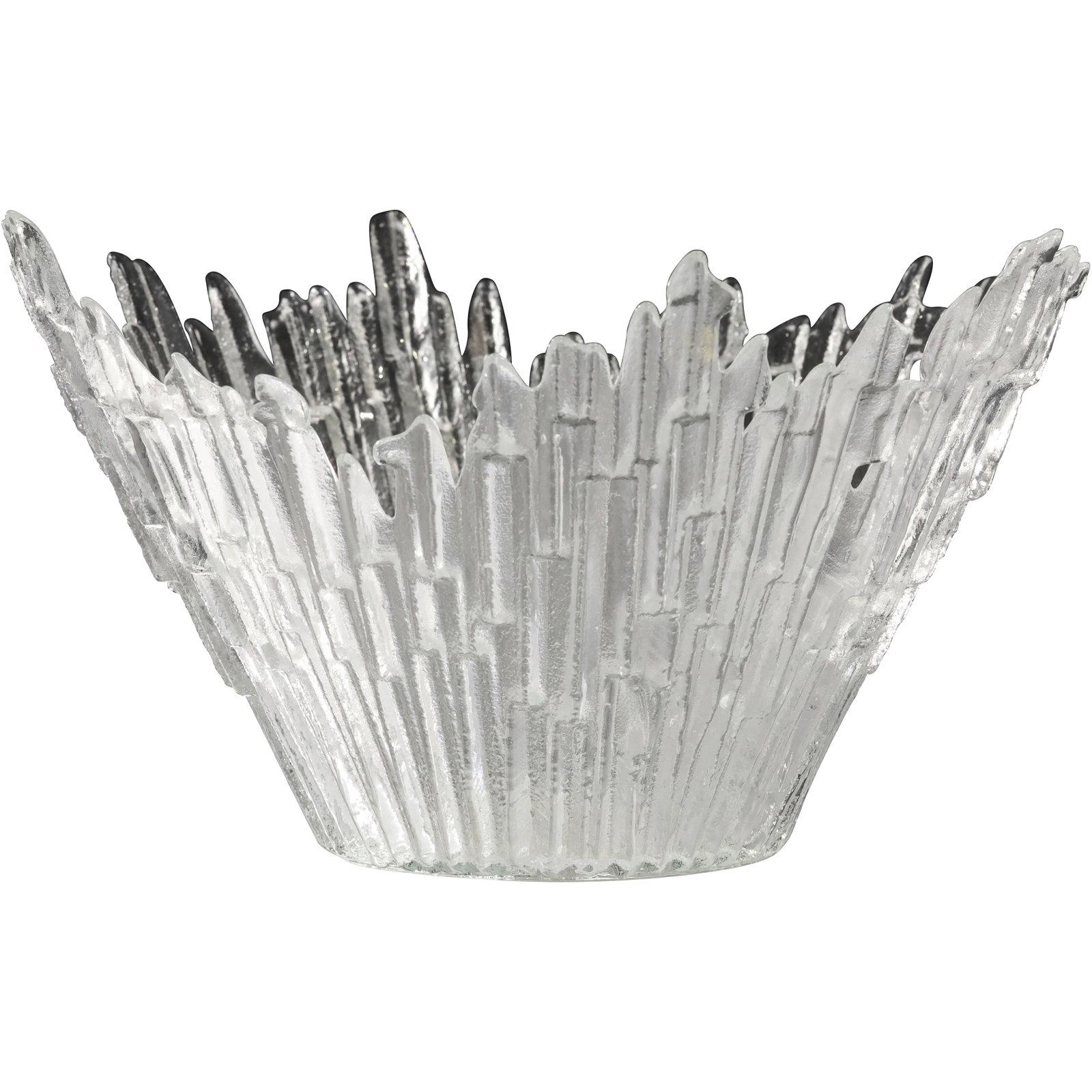 1960s Revontulet Ice Glass Centerpiece Bowl Tauno Wirkkala Humppila LARGE 14 in. diameter: 1960s Revontulet Ice Glass Centerpiece Bowl Tauno Wirkkala Humppila LARGE 14 in. diameter. size: 8 in. height x 14 in. wide