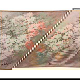 Lee Burr, Signed Pen Name Lee Reynolds, Oil Painting MODERNISM ABSTRACT FLOWERS: Lee Burr, Signed Pen Name Lee Reynolds, Oil Painting MODERNISM ABSTRACT FLOWERS white and orange. size: matting 29h x 40w frame 31h x 41 w. ; ASKart: Lee Burr Born: 1936 Known for: Abstraction, (Vangu