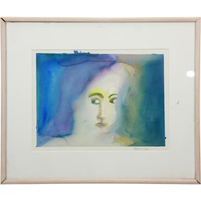 Signed Abigail, Watercolor Painting Portrait of a Young Woman, Framed