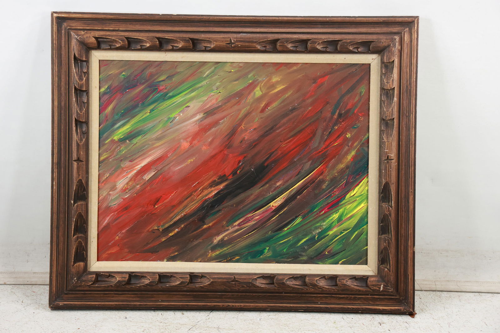 Signed Zilo Green, 20th C. American Abstract Expressionism Painting Oil on Canvas, Framed (1 of 12)