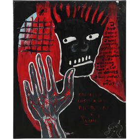 SAMO / Jean Michel Basquiat, attributed to, "Brooklyn Last King Basquiat" Oil Painting on Canvas (1 of 12)