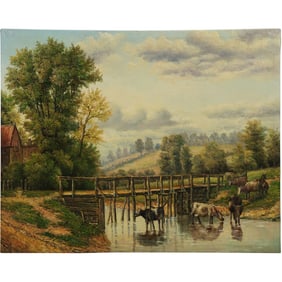 after Thomas Cooper, Oil on Canvas, "Thirsty Work", No Frame, 25 in. x 31 in.