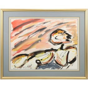 Signed M Rockmaker 1983, Framed Watercolor titled "Lady"