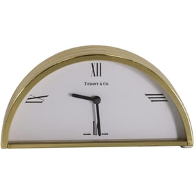 TIFFANY & CO Swiss Made Brass Half Moon Desk / Mantle Clock