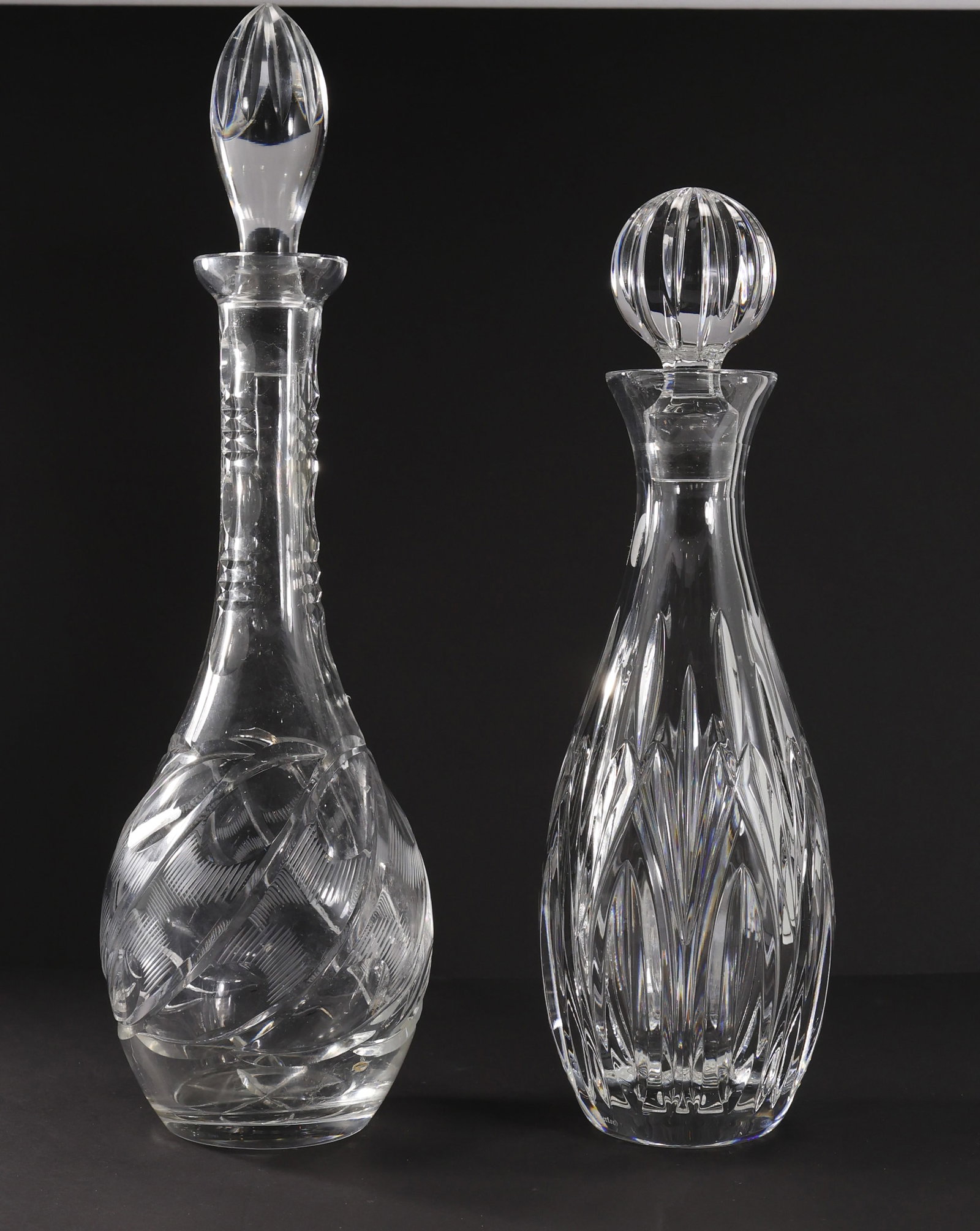 2 Elegant Crystal Glass Liquor Decanters with Stoppers, One is WATERFORD (1 of 18)