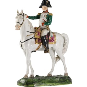 19th C. Napoleon Bonaparte riding his Horse Marengo, Fine Porcelain Grouping, Germany