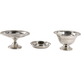 3 Assorted Sterling Silver: Sterling Small Bowl 60.8 grams, Sterling Weighted Stemmed Compote,