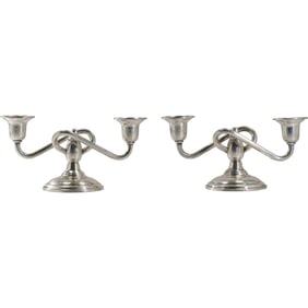 Pair Sterling Silver Weighted 2-Light Table Top Candleabras