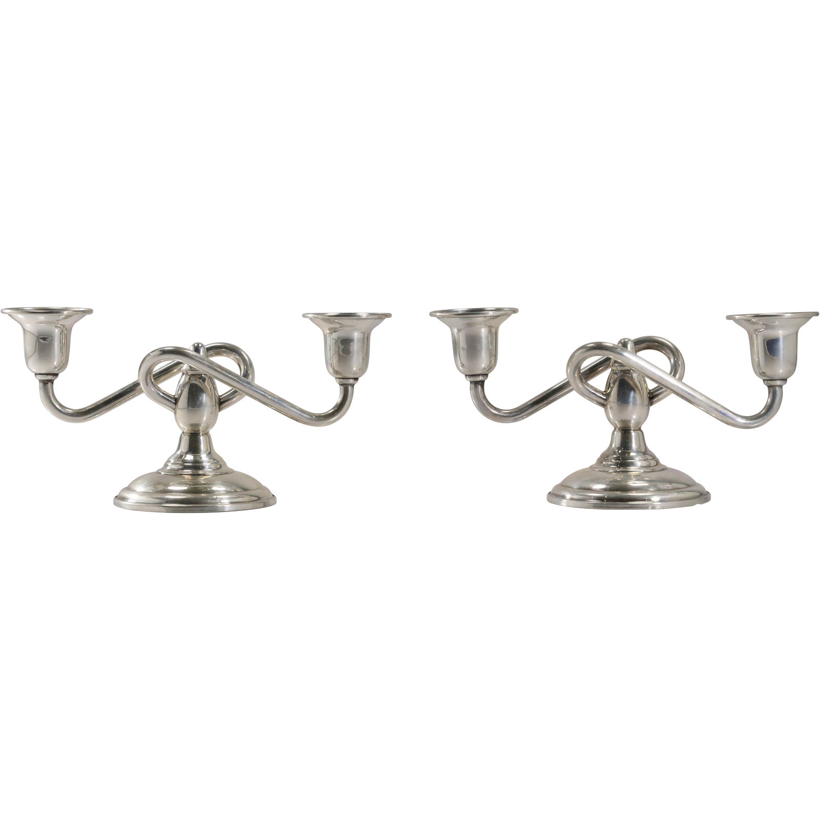 Pair Sterling Silver Weighted 2-Light Table Top Candleabras (1 of 15)