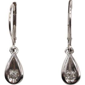 marked WIC 14K GOLD Diamond Tear Drop Earrings 3/8 in.