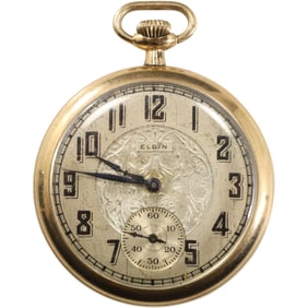 Elgin Large Men's Yellow GF Pocket Watch, Gold Face. [working] 2 5/8 in. 2 in.