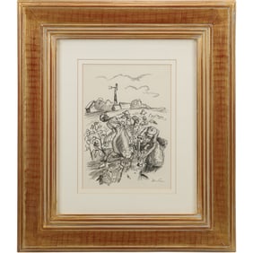 Thomas Hart Benton; 20thC. American Regionalist Drawing Signed