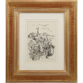 Thomas Hart Benton; 20thC. American Regionalist Drawing Signed (1 of 9)