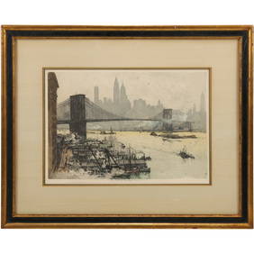 Luigi Kasimir; Original Etching and Aquatint - Brooklyn Bridge (1 of 18)