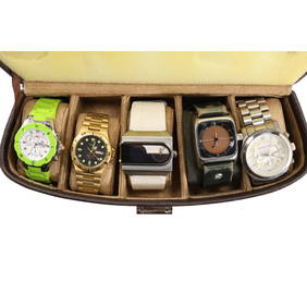 Estate Collection of 5 Designer Fashion Wristwatches in Leather Holding Case - SEE PICTURES (1 of 18)