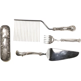 [4] Sterling Silver Handled Fish Fork, England; Wallace Sterling Handle Pie Server; Sterling Handle