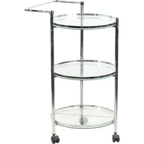 Chrome Modern Design 3-Tier Round Serving Cart with Glass Shelves 30 in. height x 21 in. w.