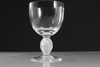 Lalique France Crystal Glass Langeais Water Goblet / Chalice, Signed