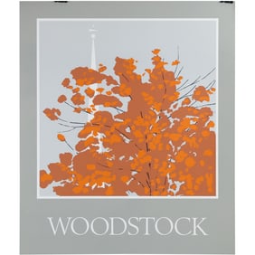 1980s WOODSTOCK POSTER by Artist Robert Angeloch 1922-2011, Woodstock N.Y.